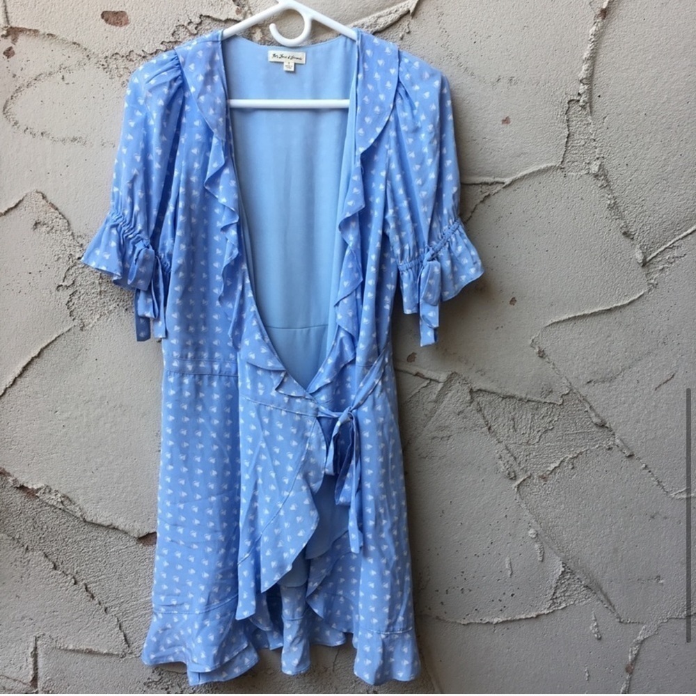 For Love & Lemons Sweetheart Wrap Mini Dress Periwinkle Size S - Picture 2 of 12